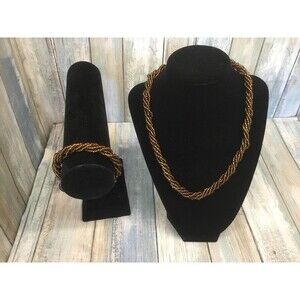 Gold Seed Bead Necklace and Bracelet